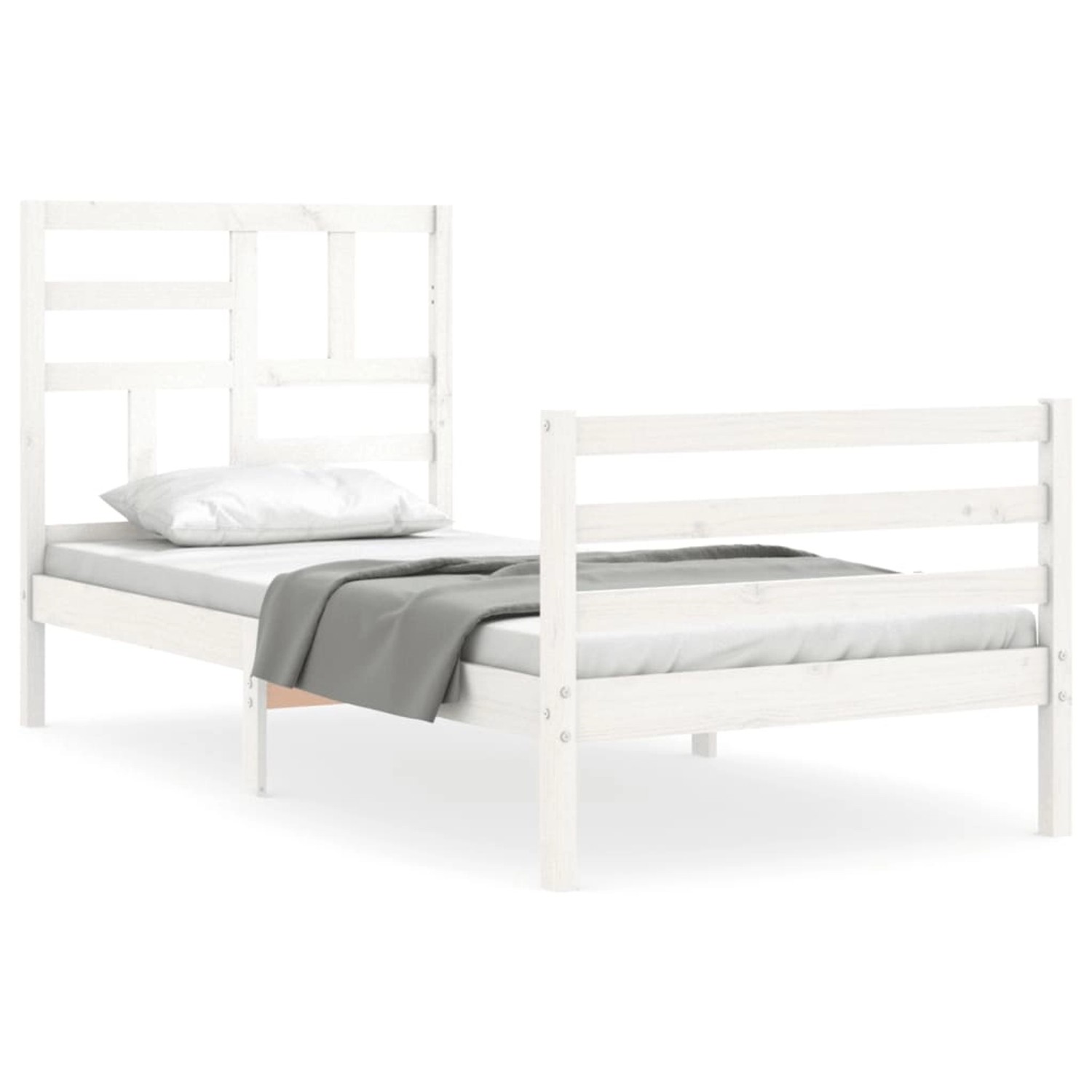 vidaXL Massivholzbett mit Kopfteil Weiß 3194857 günstig online kaufen