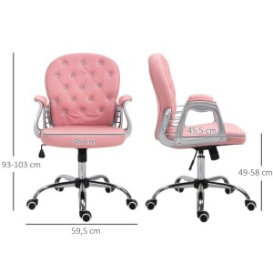 Rosa Vinsetto Bürostuhl mit gepolsterter Rückenlehne, ergonomisch, höhenverstellbar. Chromgestell, Rollen. Luxusstil.