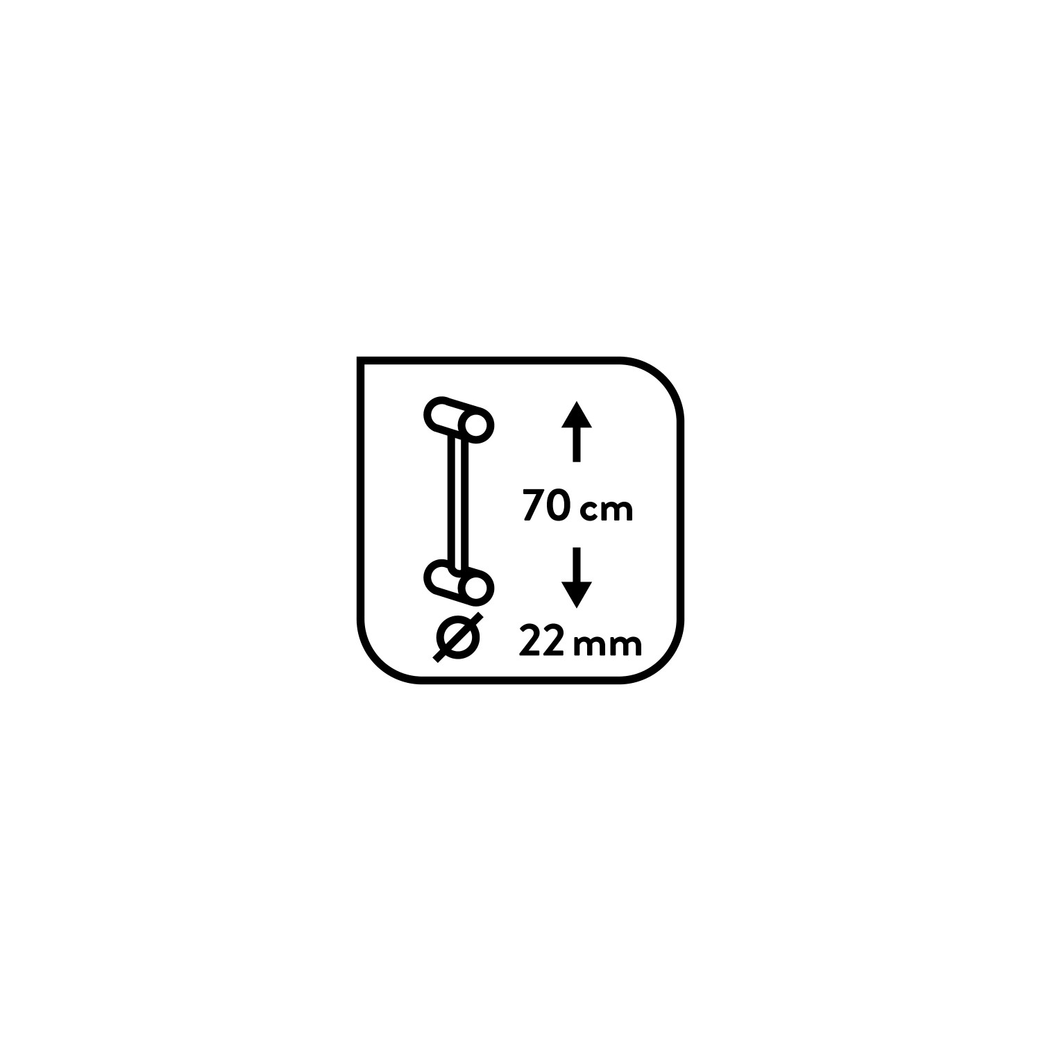 Abbildung der baliv Brausestange DST-70.21, 70,5 cm, in Mattschwarz mit Maßangaben.