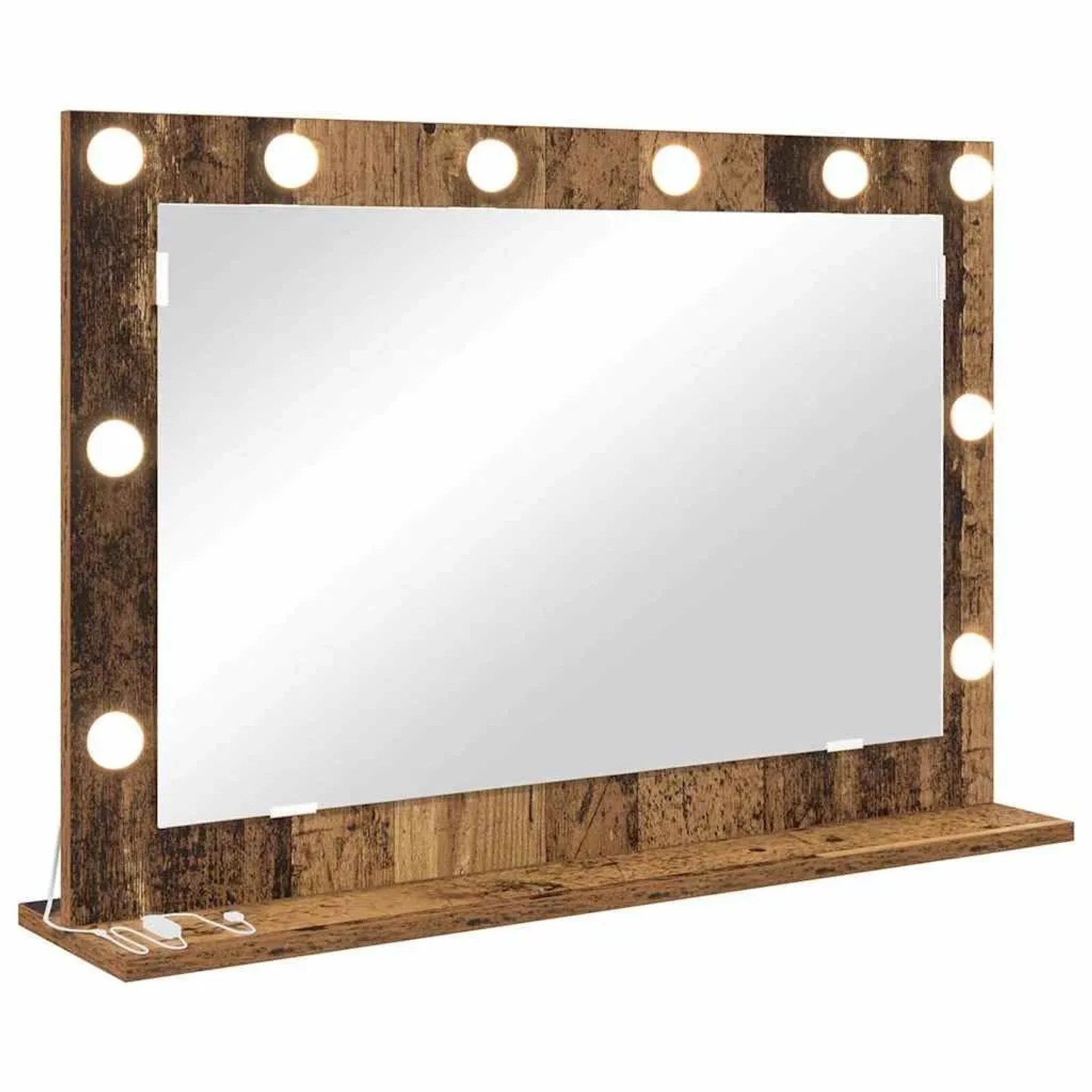 vidaXL Waschtischspiegel Rechtwinklig Altholz 80 x 55 x 18 cm 868299