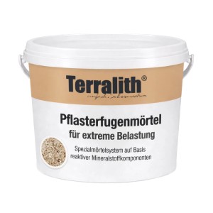 Terralith Pflasterfugenmörtel Extrem Natur Dunkel im Eimer. Robuster Fugenmörtel für hohe Belastung im Außenbereich.