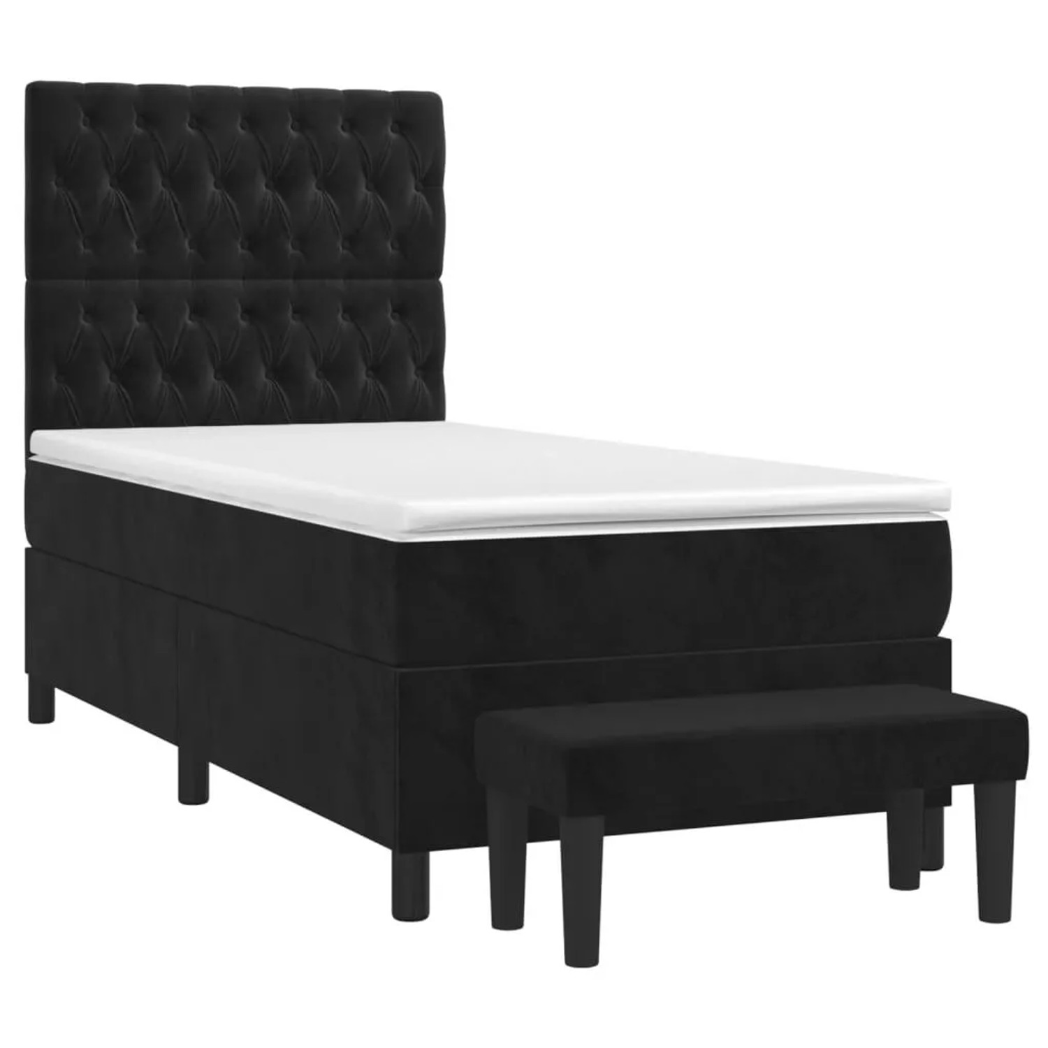 vidaXL Boxspringbett mit Matratze Schwarz 100x200 cm Samt 3138009 günstig online kaufen