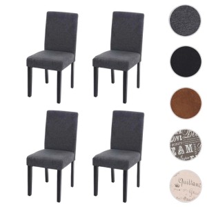Vier MCW Esszimmerstühle Littau, anthrazitgrau, Textilbezug, dunkle Holzbeine. Modernes 4er-Set Polsterstühle.