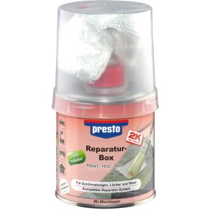 Presto Reparaturbox 250g für Durchrostungen, Löcher und Risse in Metall, Holz und Beton.