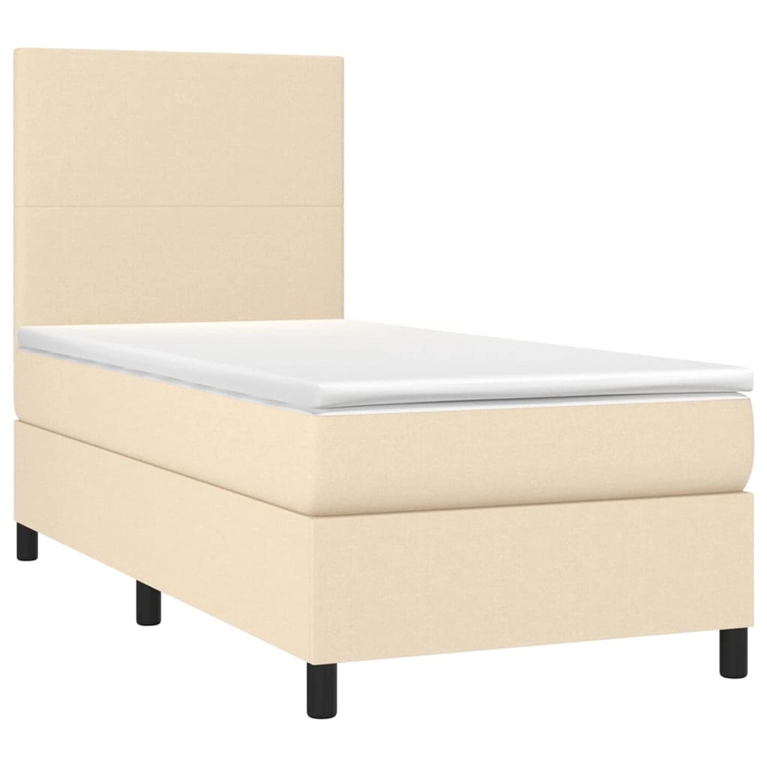 vidaXL Boxspringbett mit Matratze & LED Creme 90x200 cm Stoff 3134690 günstig online kaufen