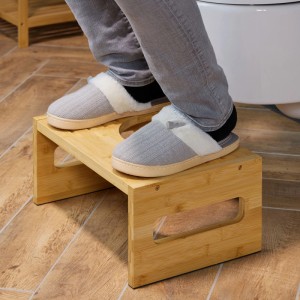 Relaxdays Toilettenhocker Bambus Natur 18,5 cm x 43,5 cm x 28 cm Traglast 130 kg