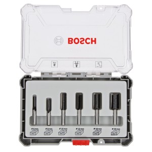 Bosch Nutfräser-Set, 6-teilig, 6 mm Schaft, im Koffer. Zubehör für Fräsen.