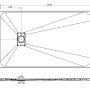 Technische Zeichnung der Bad Land Duschwanne Rechteck VIDAR 160x90x3,2 cm mit Maßen und 90mm Ablauf.