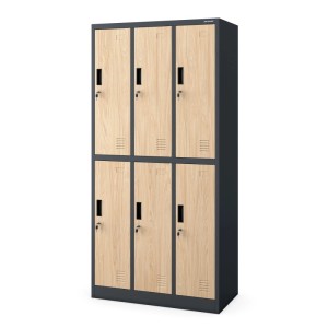JAN NOWAK Arbeitsschutz-Garderobenschrank Anthrazit Sonoma-Eiche 6-Türig IGOR 185x90x45 cm