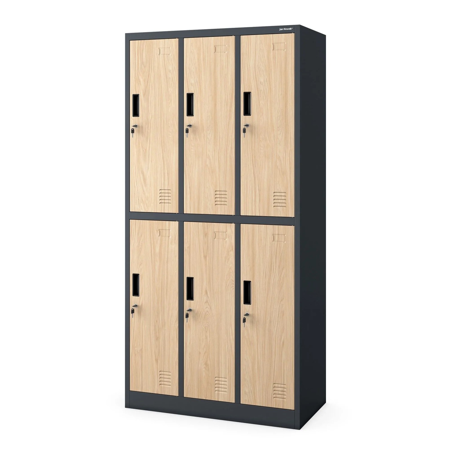 JAN NOWAK Arbeitsschutz-Garderobenschrank Anthrazit Sonoma-Eiche 6-Türig IGOR 185x90x45 cm