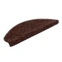Dunkelbraune, halbrunde KARAT Shaggy Stufenmatte Barcelona, 23,5x65 cm. Flauschiger Treppenschutz.