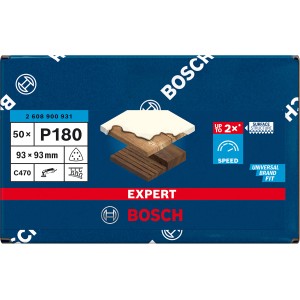 Bosch Expert Schleifblätter C470, 93x93mm, K180, 50 Stück, für Deltaschleifer.