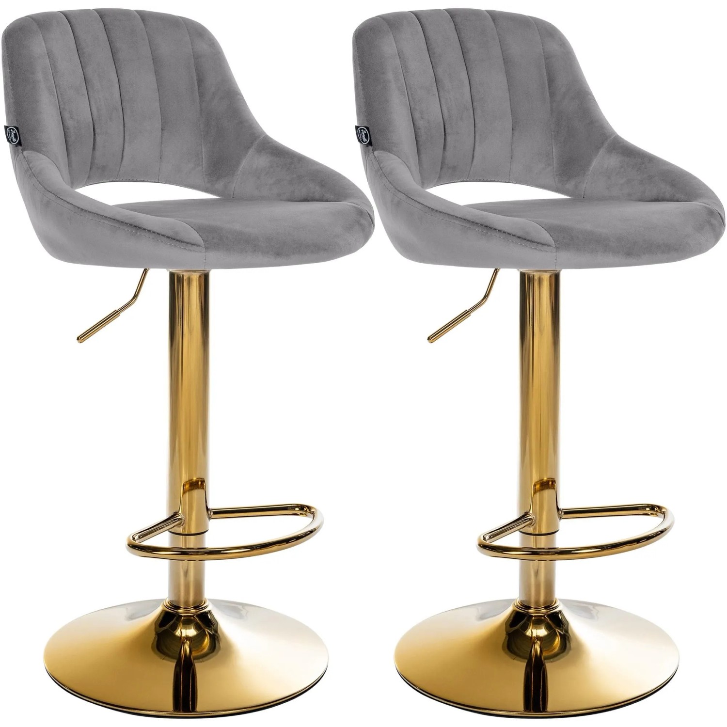 CLP 2er Set Barhocker Milet Samt Metall Gold/Dunkelgrau
