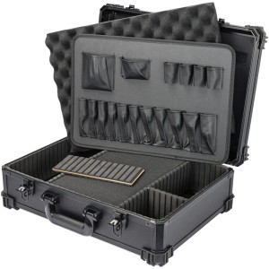 HMF 15701-02 Werkzeugkoffer Leer Werkzeugkasten Groß Rasterschaumstoff 46 x 33 x 15 cm