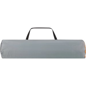 Verpacktes 2 Personen Zelt in Grau mit Tragegriff für Camping & Outdoor.