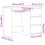 vidaXL Schreibtisch, Betongrau, 90x45x76 cm, Holzwerkstoff, mit drei Schubladen. Ideal fürs Büro.