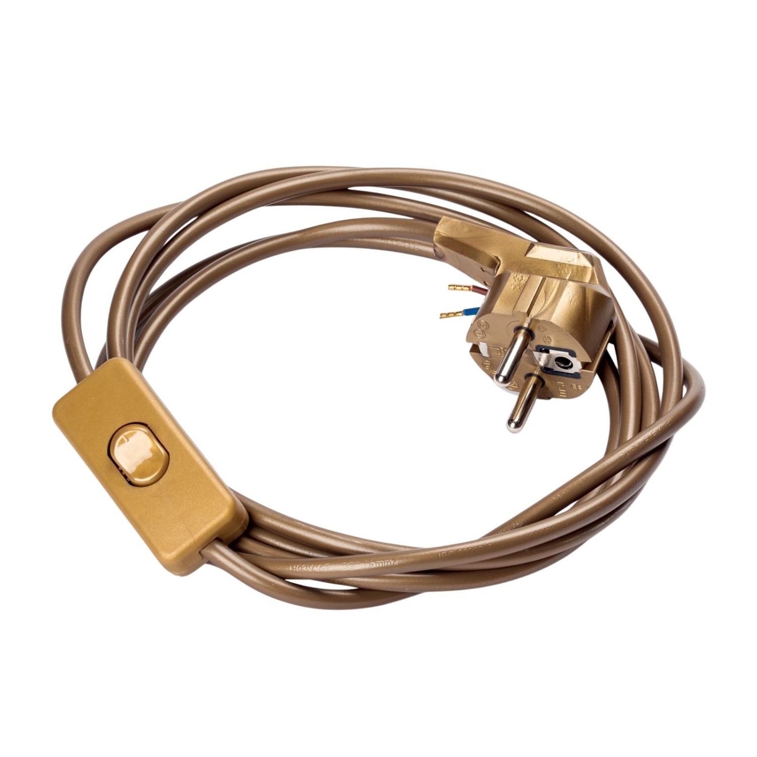 Orion Lightstyle Schuko Zuleitung 3,10 Meter mit Schalter Gold
