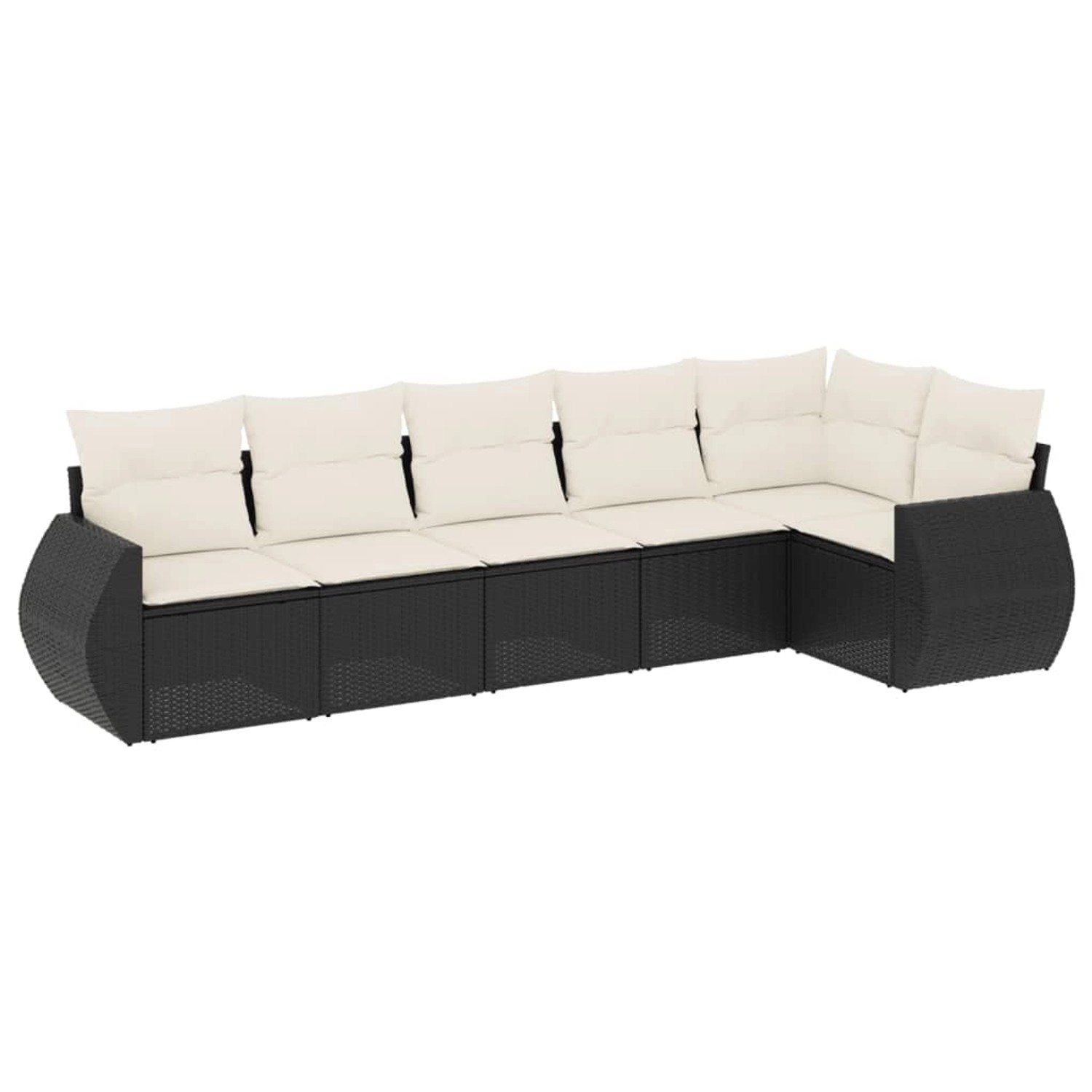 vidaXL 6-Tlg Garten-Sofagarnitur mit Kissen Schwarz Poly Rattan 3253723