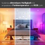 Smarter LED Spot in Schwarz mit RGB CCT Licht für Bad & Außen, verschiedene Lichtszenen im Schlafzimmer.