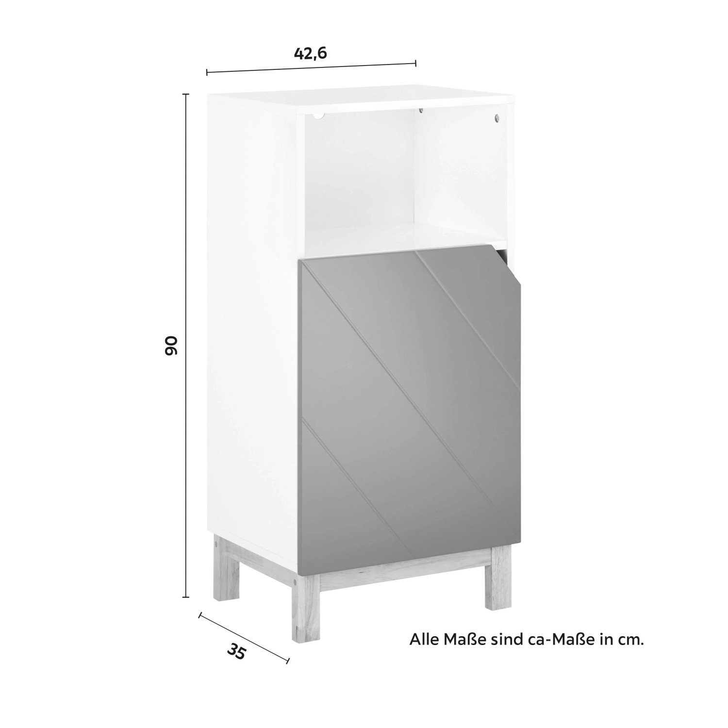 Bessagi Home Unterschrank Rocco Grau ca. 42,6x90x35 cm_5