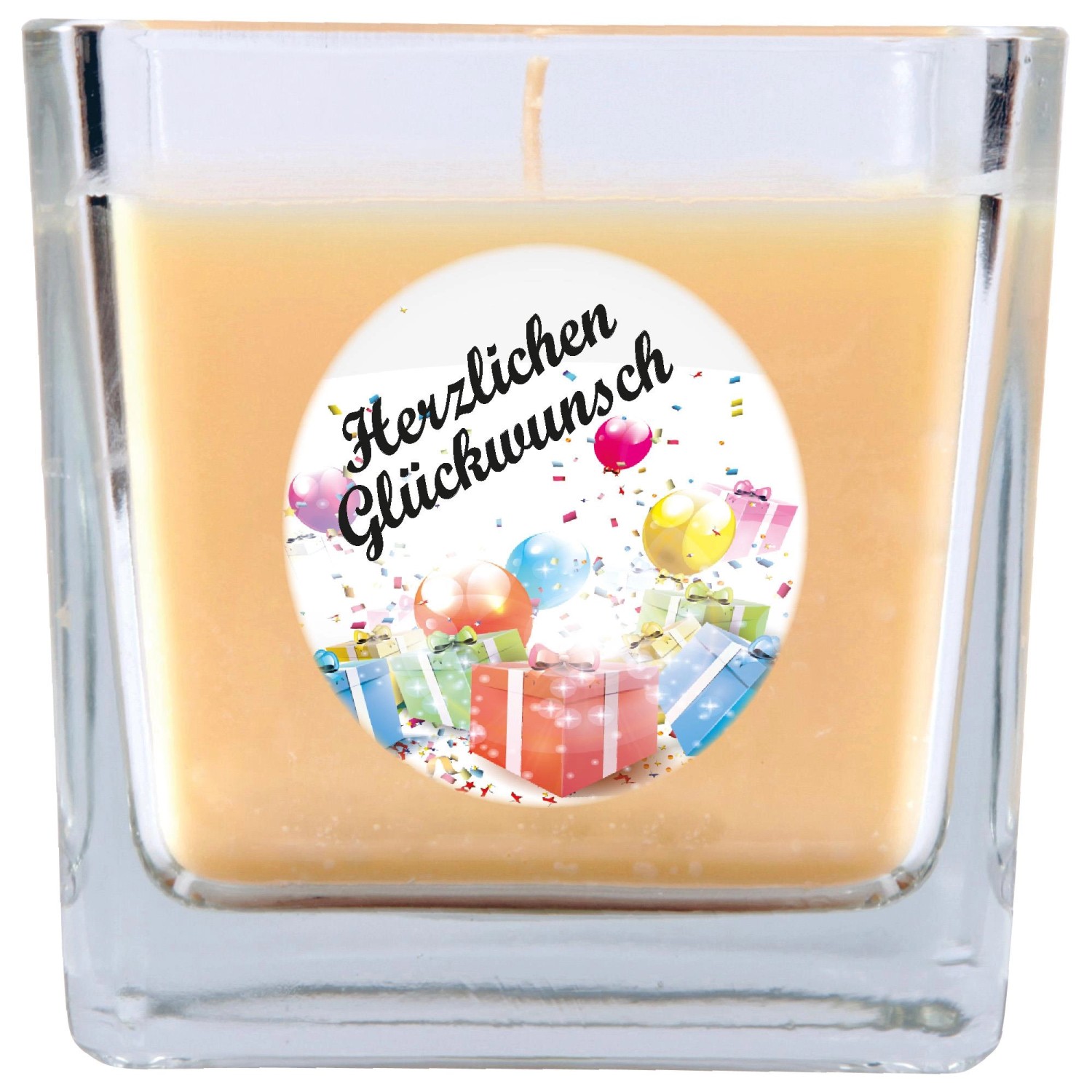 HS Candle Duftkerze & Glas Happy Birthday Viereck Vanille Geschenke günstig online kaufen