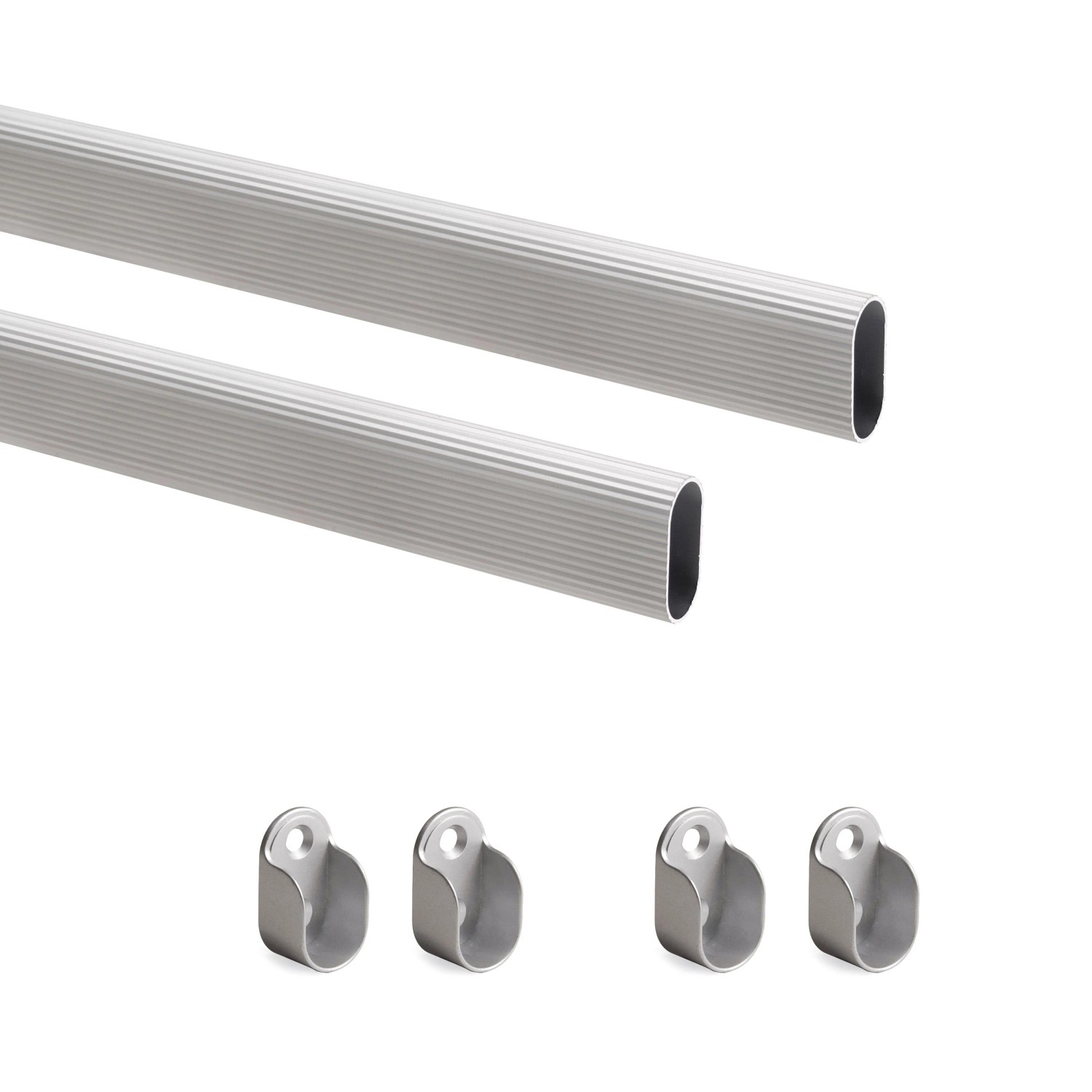Emuca Satz von SchrankschienenSet 2 x 115m mit Halterungen Aluminium und Zamak Matt Eloxiert