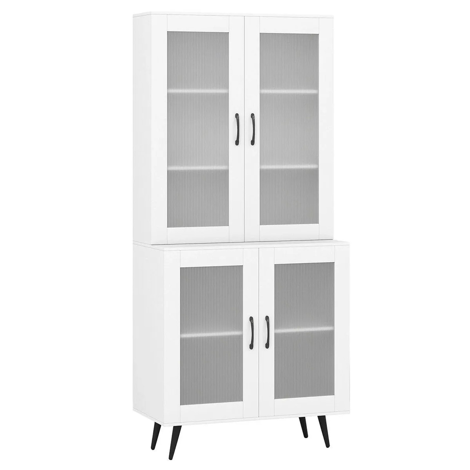 Costway Buffetschrank Standregal Hochschrank mit 4 Türen Weiß