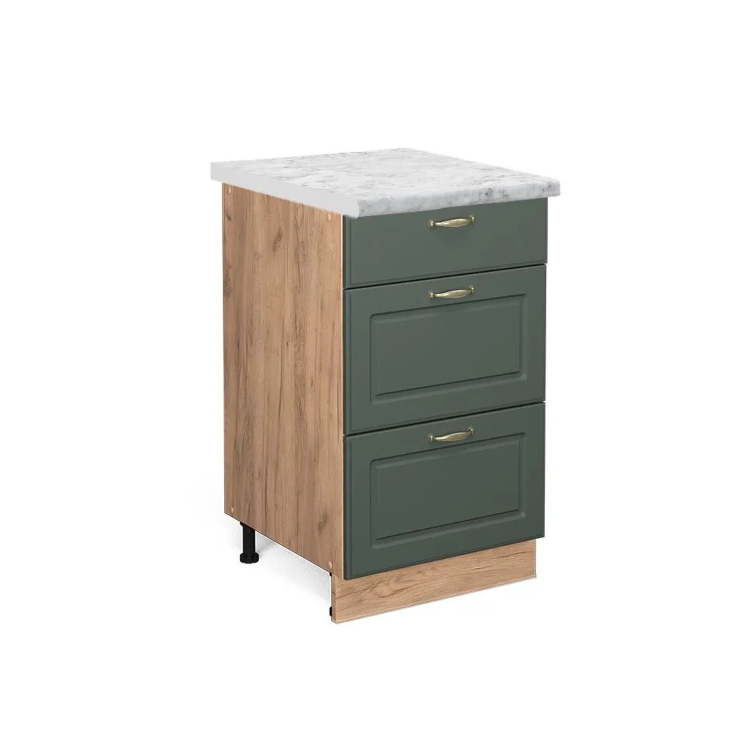Vicco Küchenunterschrank Fame-Line Grün-Gold Landhaus Goldkraft Eiche 50 cm AP Marmor