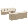 Beige 9-tlg. vidaXL Garten-Sofagarnitur aus Poly Rattan mit Kissen. Gartenmöbel-Set für Terrasse und Garten.