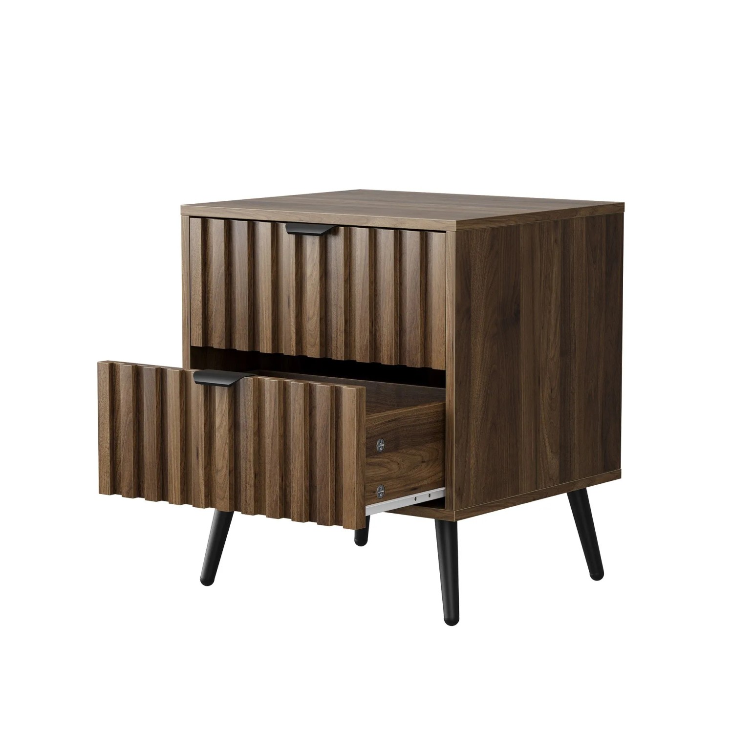 okwish Nachttisch mit Zwei Schubladen Schlafzimmer 45x40x53cm Braun