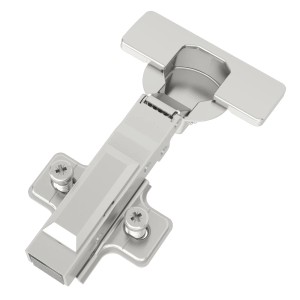 SOTECH Smooth Topfband T45, vernickelt, mit Dämpfer und Kreuzplatte für Möbelscharniere. Eckanschlag, voll aufliegend.