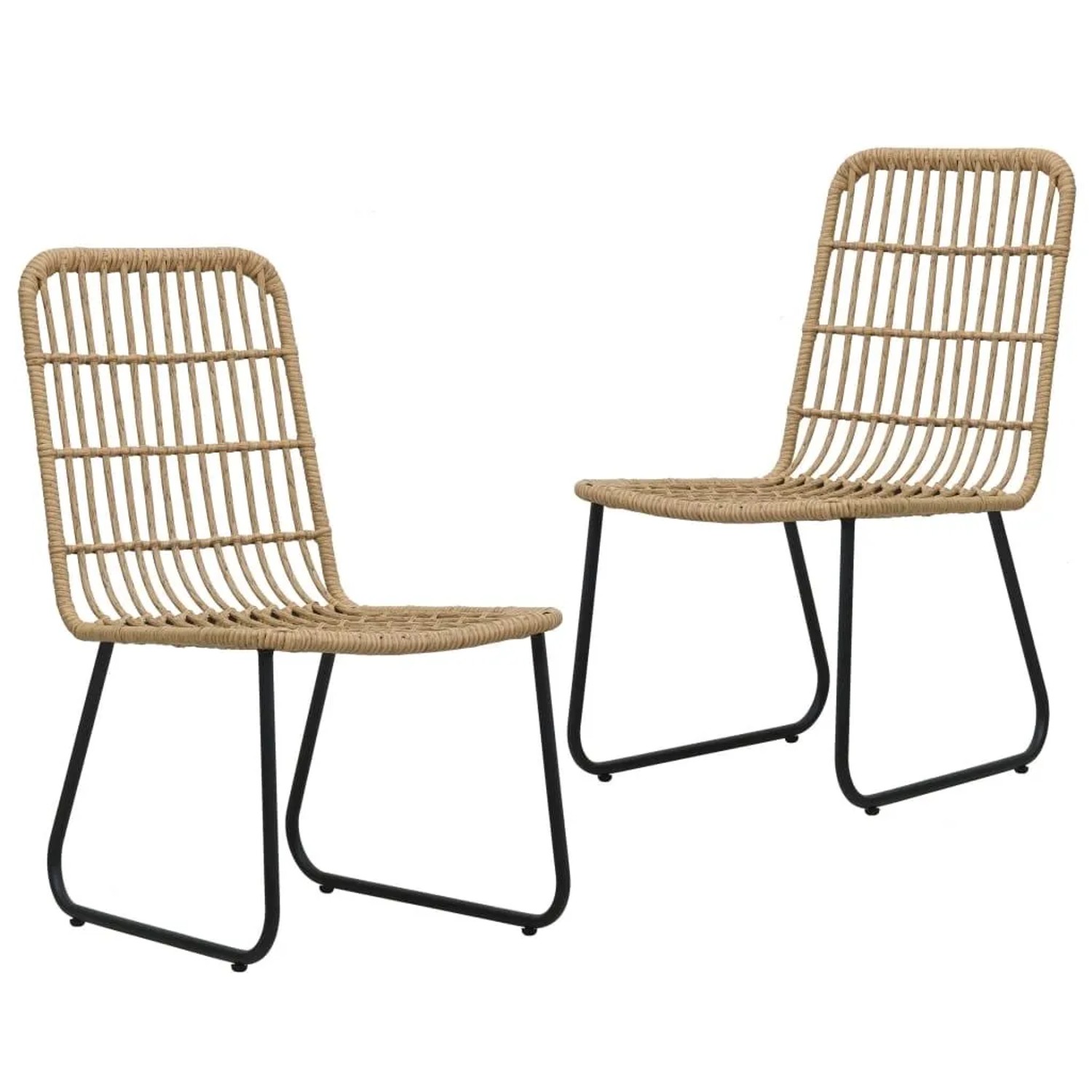 Furnicato Gartenstühle 2 Stk Poly Rattan Eiche