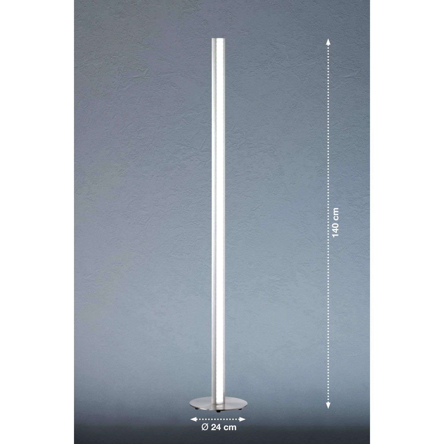 Moderne LED-Stehleuchte Beat TW von Fischer & Honsel, Aluminium, 140 cm hoch.