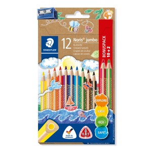 Staedtler Noris Jumbo Buntstifte, 12er Set im Karton mit kindgerechtem Design.