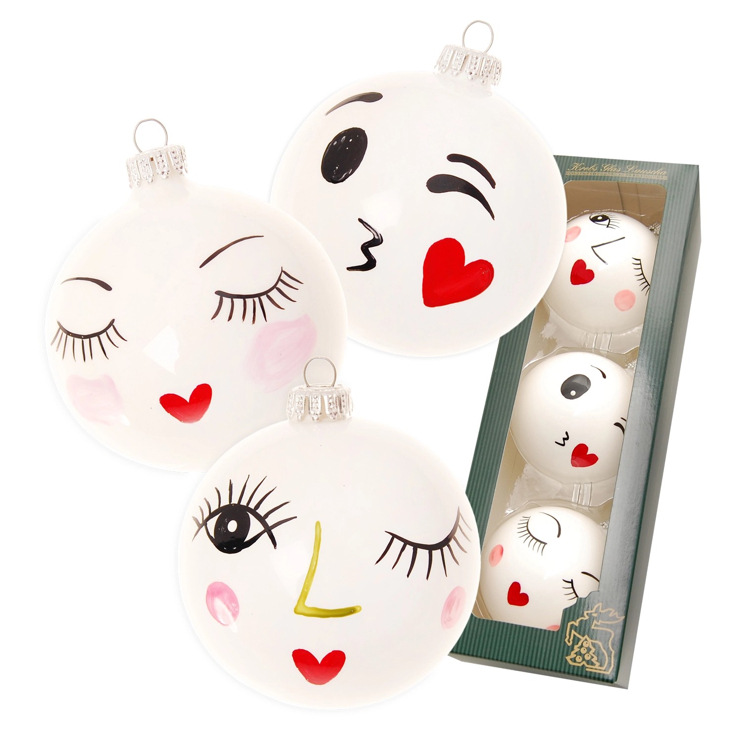 Krebs Glas Lauscha Weihnachtsbaumkugeln 3tlg. 8cm kaufen bei OBI