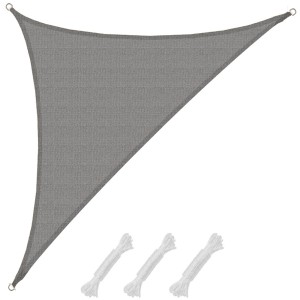 Graues AMANKA Sonnensegel Dreieck (4,2x4,2x6m) mit Seilen. UV-Schutz für Terrasse & Garten.