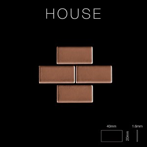 Kupfer Mosaikfliese von ALLOY, gewalzte Oberfläche, 10 Matten für 0,98 m².