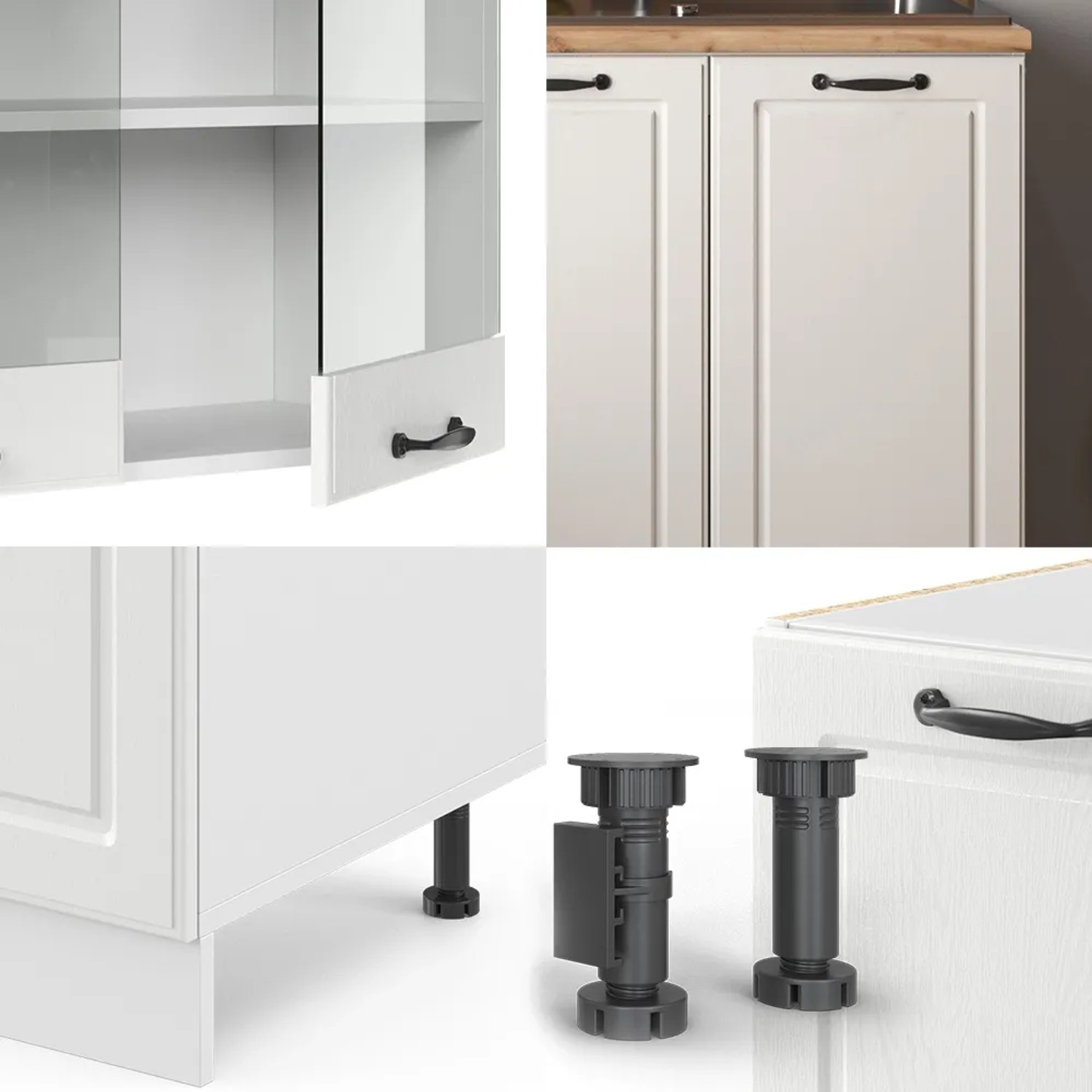 Detailansicht: Vicco R-Line Küchenzeile, Landhausstil, weiß/anthrazit, 140 cm breit.