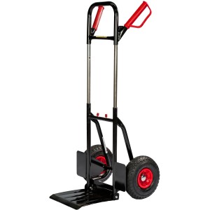 Profi-Stapelkarre mit PU-Reifen, klappbarer Ladefläche und Sicherheitsgriffen. Traglast bis 200 kg.