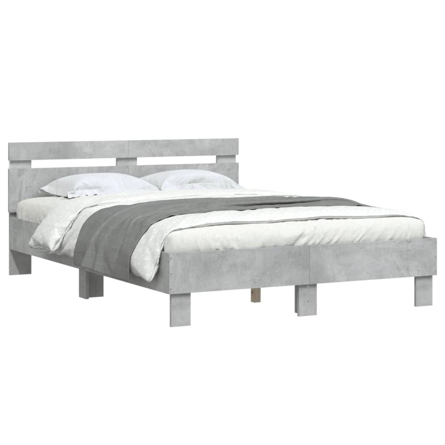 vidaXL Bettgestell mit Kopfteil LED-Beleuchtung Betongrau 120x190 cm 320757 günstig online kaufen