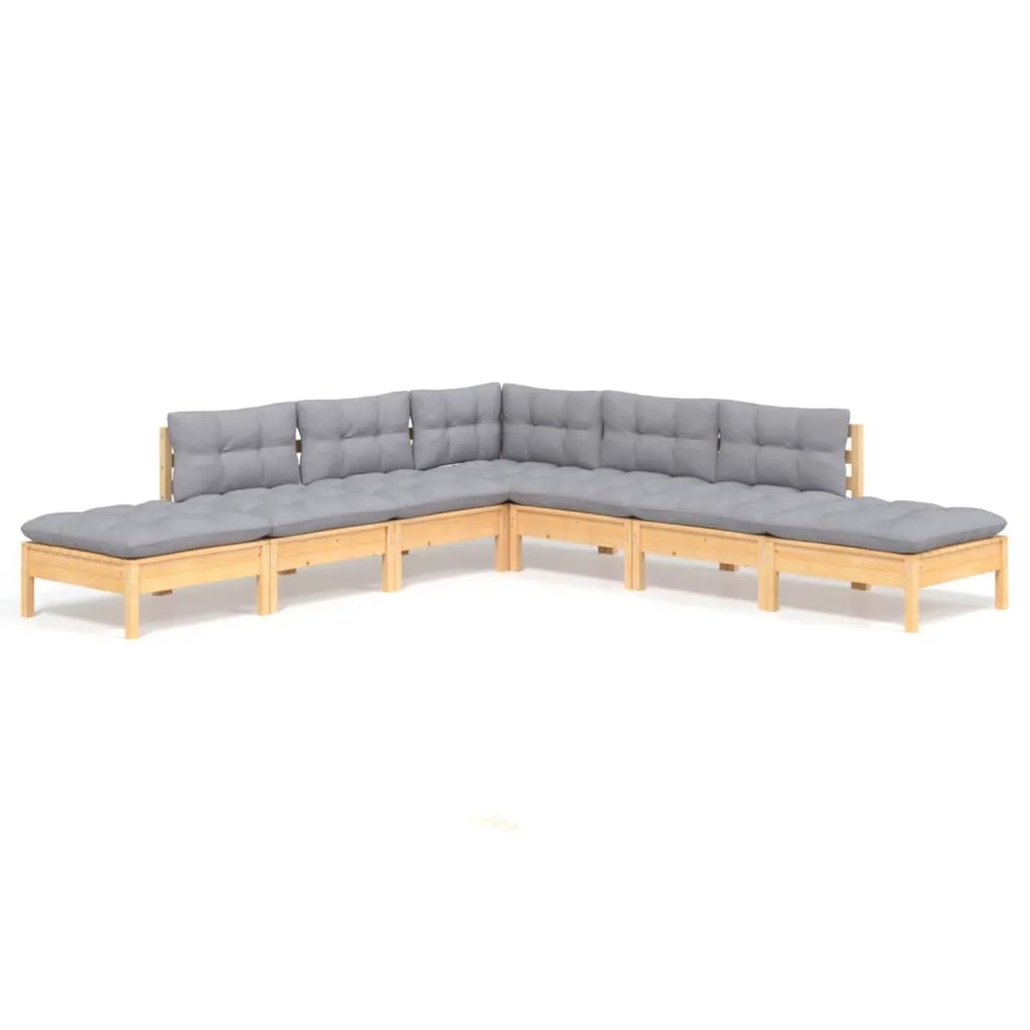 vidaXL 7-Tlg Garten-Lounge-Set mit Grauen Kissen Kiefernholz 3096321