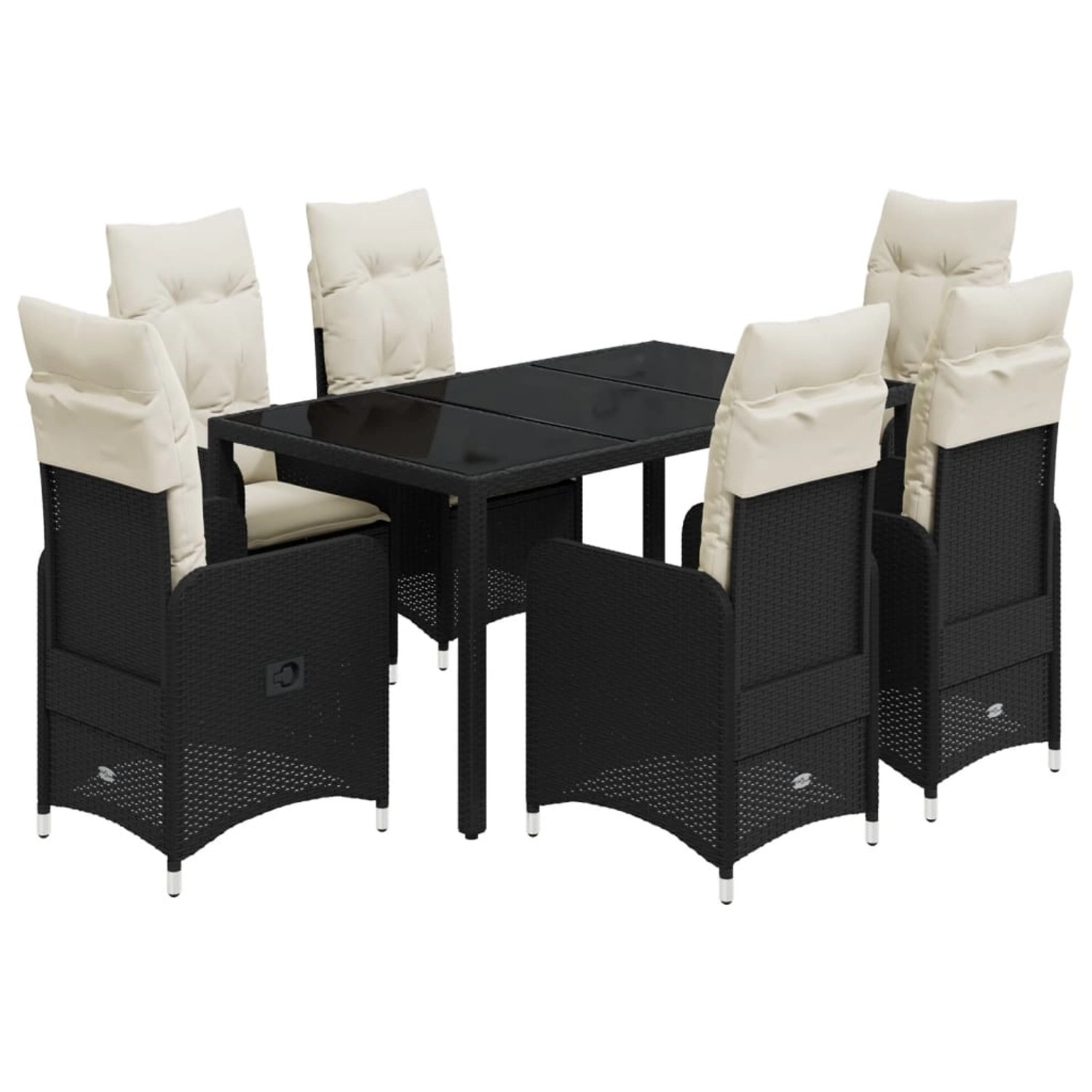 Thumbnail - vidaXL 7-tlg Garten-Bistro-Set mit Kissen Schwarz Poly Rattan Modell 9