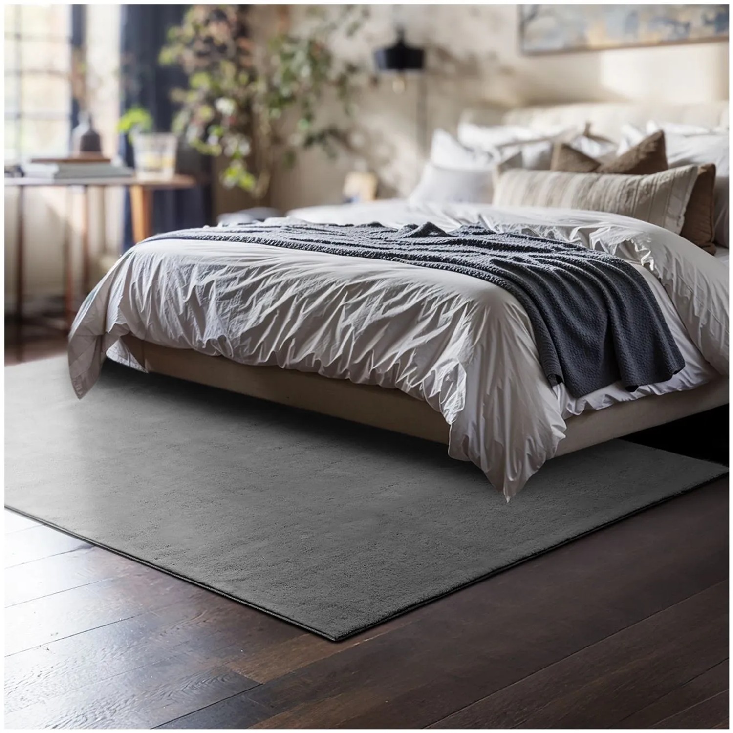 Tectake Kurzflorteppich Soft Zone Verschiedene Größen und Farben Flauschige Oberfläche  1630 G M² Florgewicht 120 x 170 cm 120 x 170 x 1 50 cm Grau