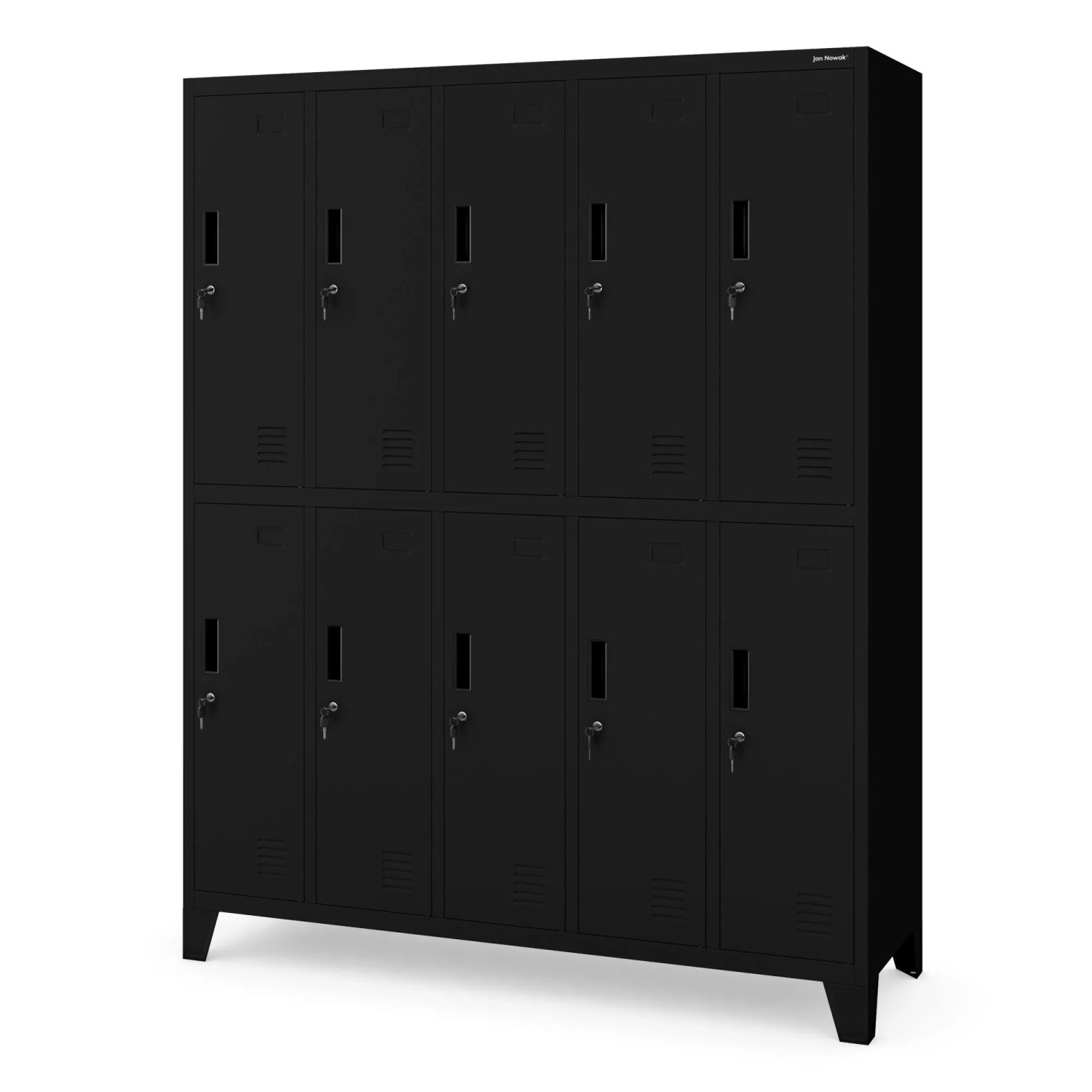 Jan Nowak Metallspind Umkleideschrank 10 Fächer 136x172x45 Cm Mit Belüftung Und Zylinderschlössern Schwarz