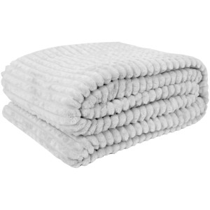 Hellgraue Bestlivings Kuscheldecke aus Flanell mit Jacquard-Muster, 130x170 cm.