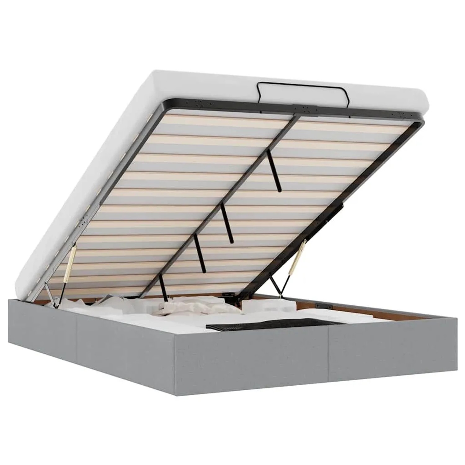 vidaXL Ottoman-Bett ohne Matratze Hellgrau 140x200 cm Stoff 3310882