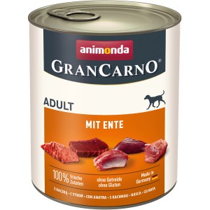 Gran Carno Hunde-Nassfutter Adult Ente, 800g Dose. Alleinfutter für ausgewachsene Hunde mit Ente.