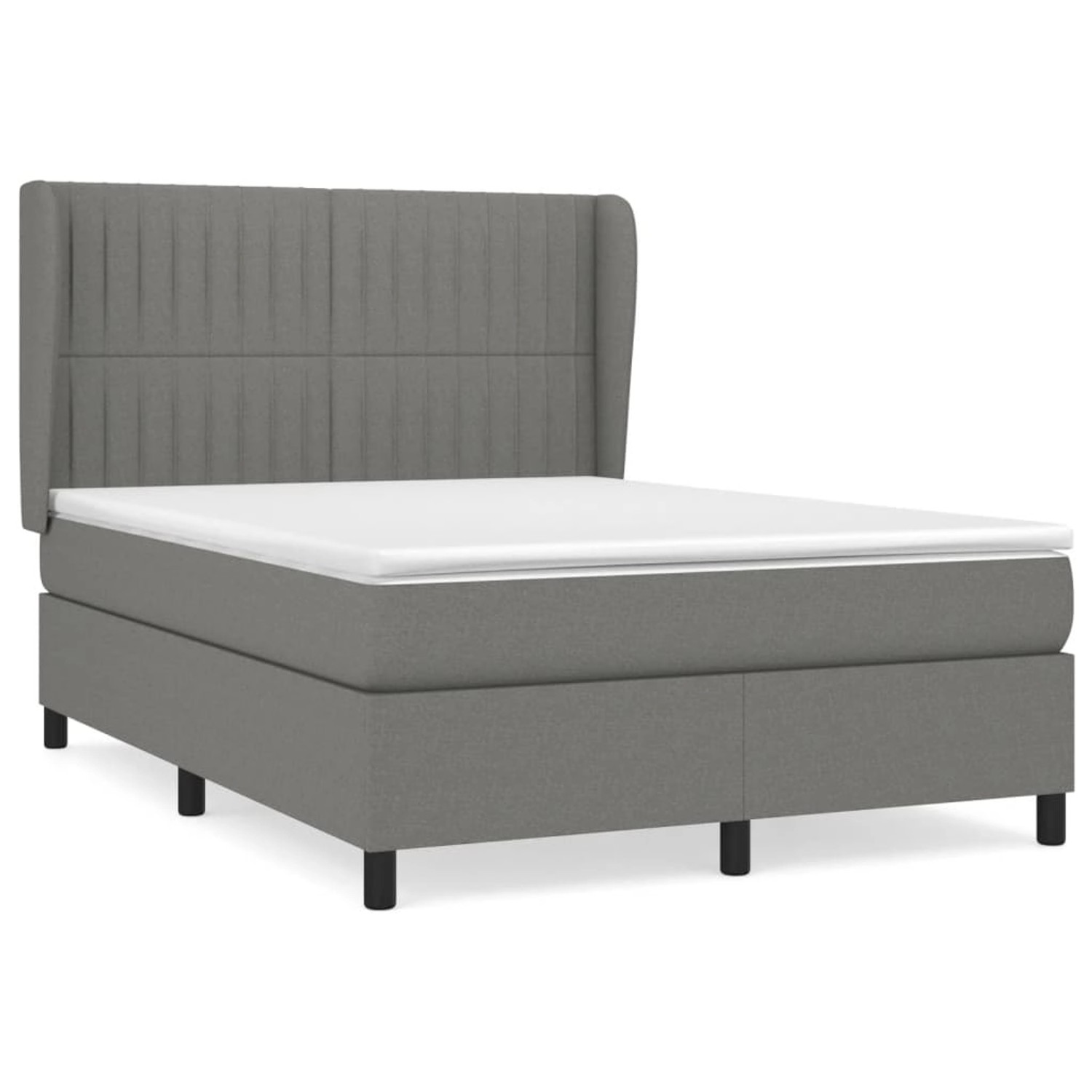 vidaXL Boxspringbett mit Matratze Dunkelgrau 140x200 cm Stoff 3128126