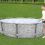 Bestway Stahlrahmenpool-Set Steel Pro MAX, Ø 305 cm, grau, mit Frau und Gartenschlauch