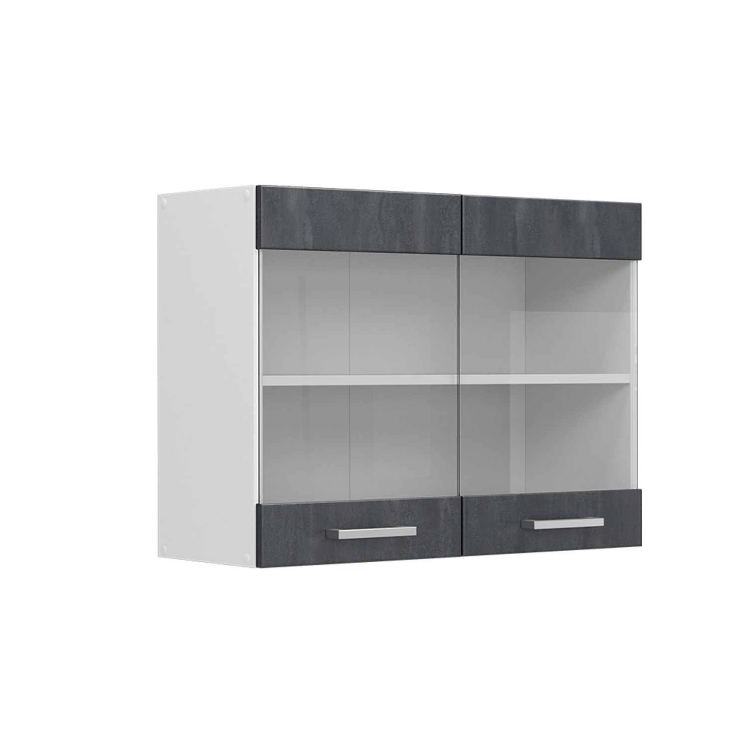 Vicco Küchenglasschrank R-Line Glashängeschrank Schwarz Beton/Weiß 80 cm günstig online kaufen